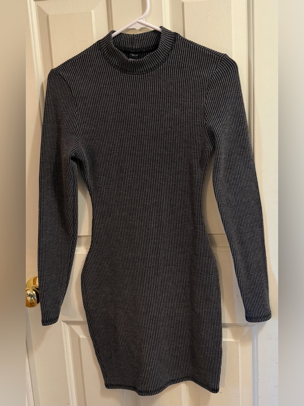 Windsor Ribbed Long Sleeve Mini Dress | Charcoal | S